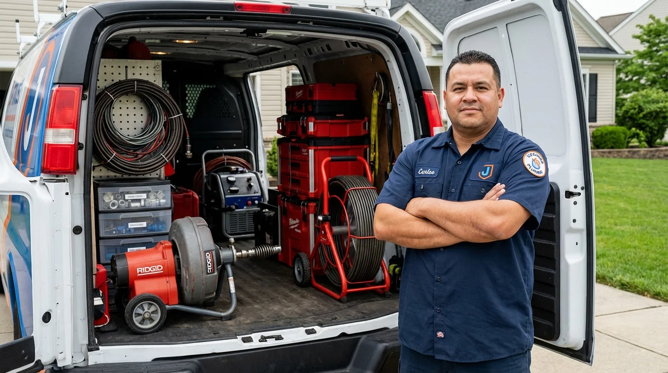 Professional drain cleaning equipment and Johns Plumbing LLC plumber in South Amboy