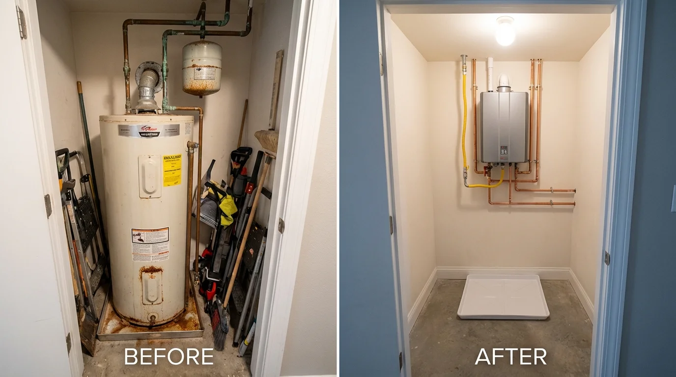 Tank water heater versus wall-mounted tankless unit comparison for South Amboy, NJ homeowners